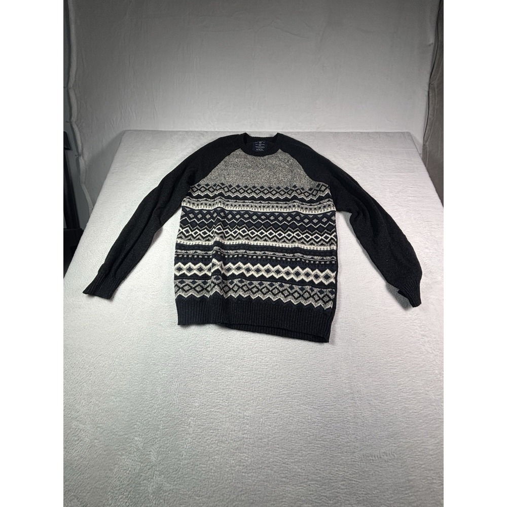 American Eagle Men’s Grey Patterned Sweater Size XL Cotton/ Acrylic Blend
